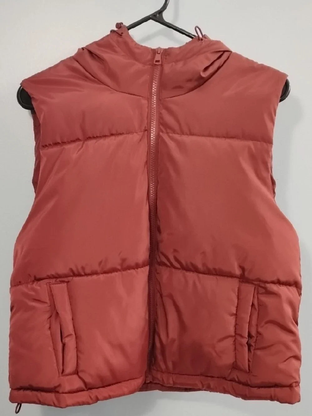 NWOT SugarKiss Dusty Rose Hooded Puffer Vest Size Medium - Picture 3 of 4
